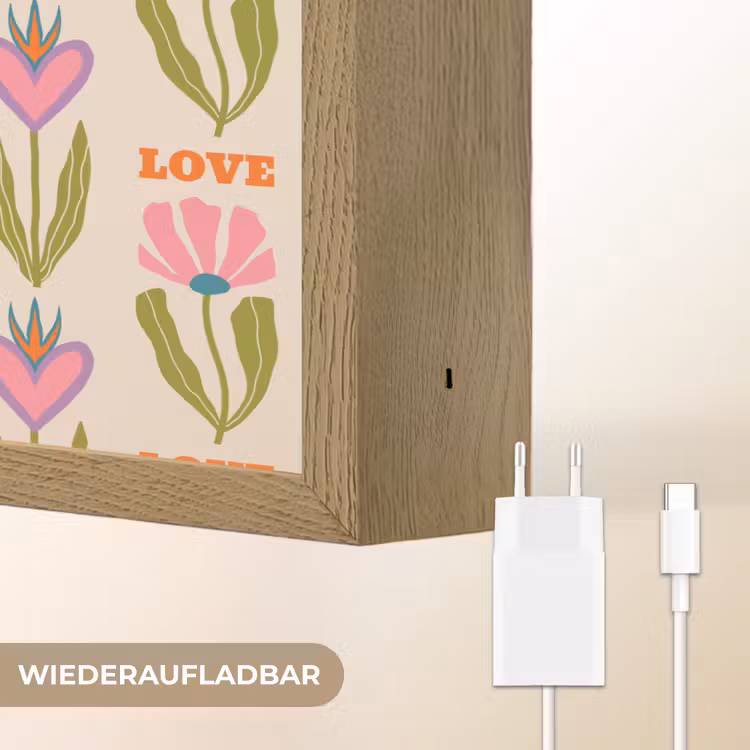 Love - Patroon - Bloemen - Hartjes Light Box met batterij (Wandlamp) middel 907 -USP_websiteoplaadbaarDE