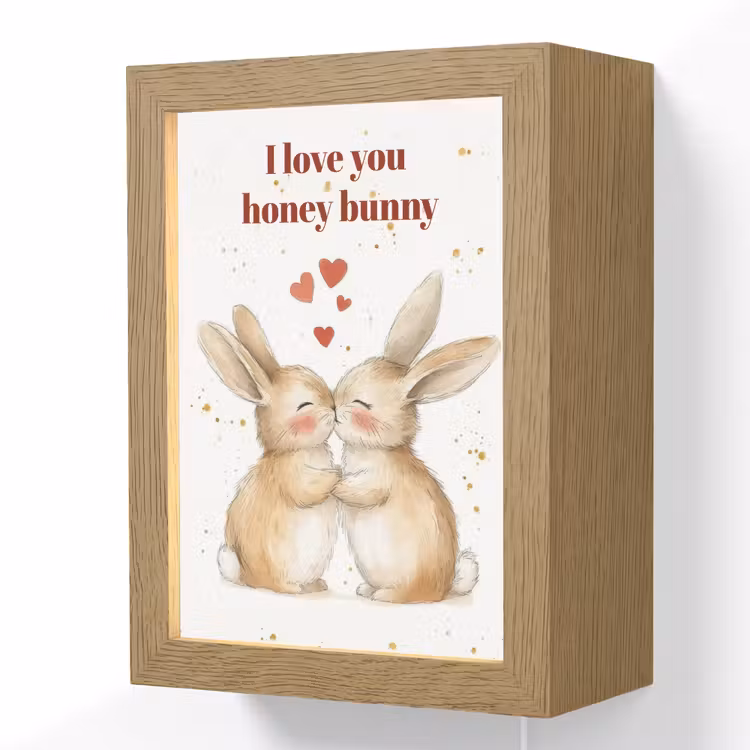 Liefde - Rood - konijn Light Box met kabel (Wandlamp) klein -3d