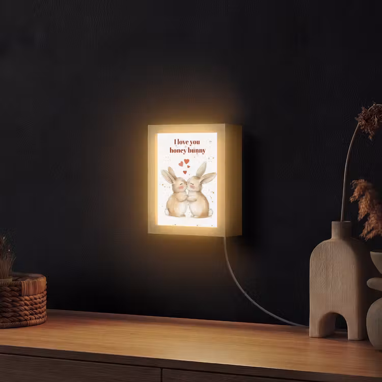 Liefde - Rood - konijn Light Box met kabel (Wandlamp) klein -sfeer1