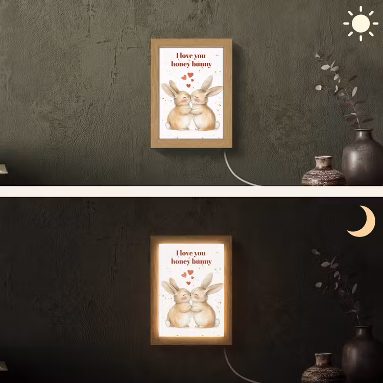 Liefde - Rood - konijn Light Box met kabel (Wandlamp) klein -sfeer3