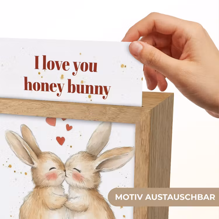 Liefde - Rood - konijn Light Box met kabel (Wandlamp) klein -USP_websiteprintDE
