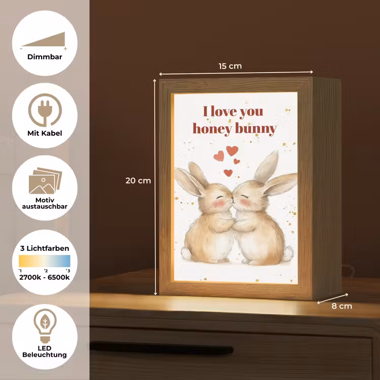 Liefde - Rood - konijn Light Box met kabel (Wandlamp) klein -USP_websiteoverzichtDE