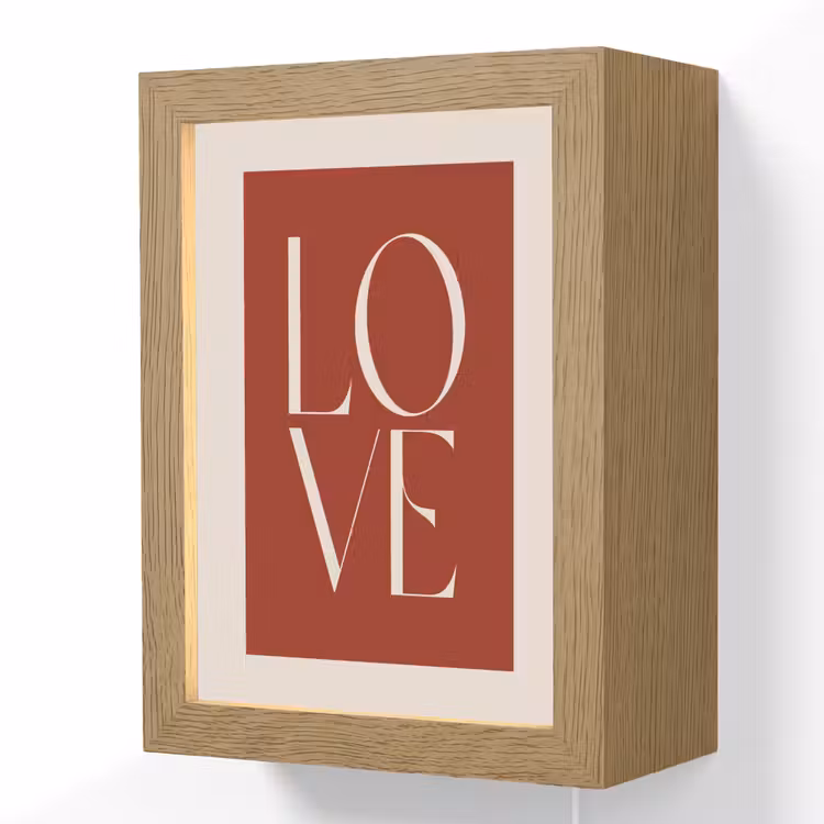 Love - Rood - Minimalistisch Light Box met kabel (Wandlamp) klein -3d