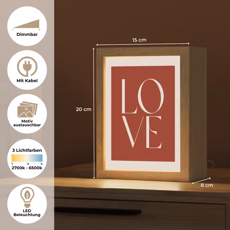 Love - Rood - Minimalistisch Light Box met kabel (Wandlamp) klein -USP_websiteoverzichtDE