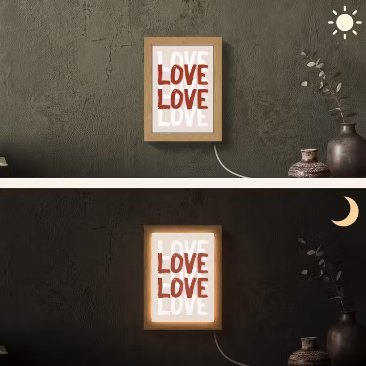 Love - Rood - Tekst Light Box met kabel (Wandlamp) klein -sfeer3