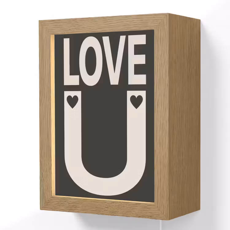 Love - Zwart - Minimalistisch Light Box met kabel (Wandlamp) klein -3d