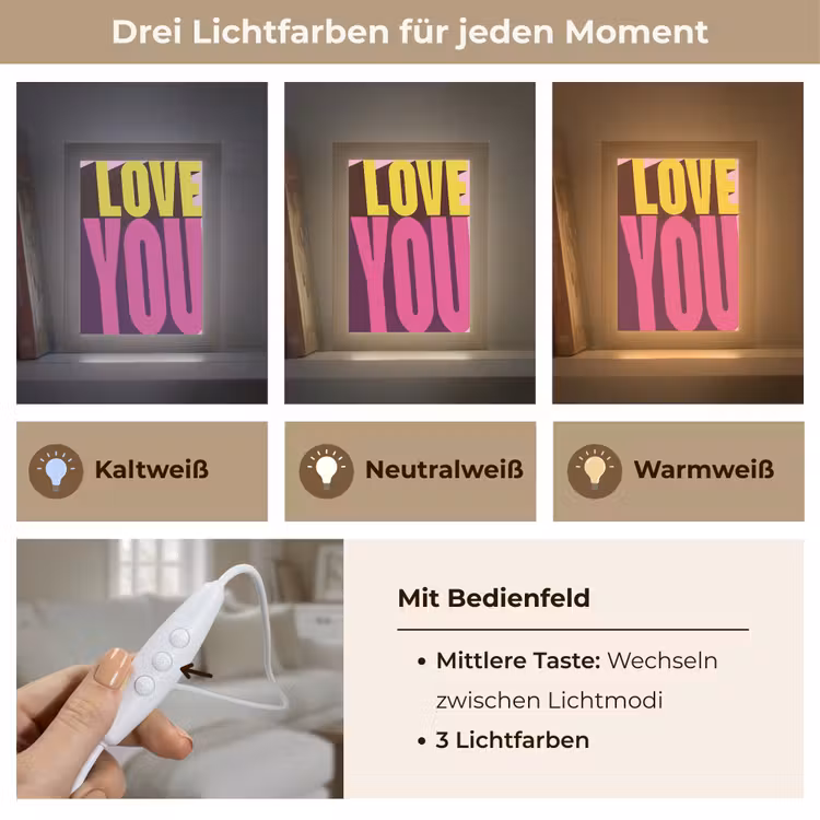 Love - Tekst - Roze - Valentijn Light Box met kabel (Wandlamp) klein -USP_lichtkleurDE