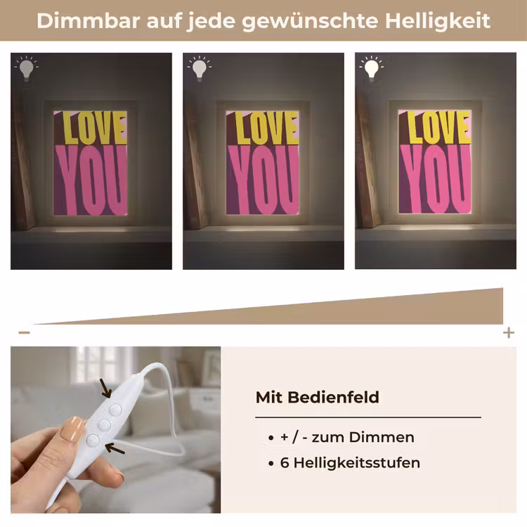 Love - Tekst - Roze - Valentijn Light Box met kabel (Wandlamp) klein -USP_dimbaarDE