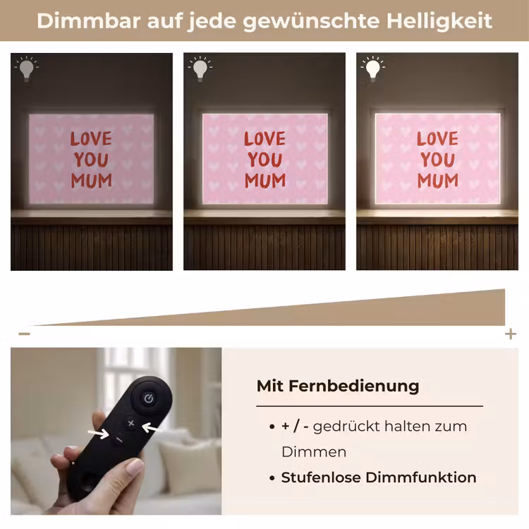 Love - Quote - Moeder - Rood Light Box met batterij (Wandlamp) middel -USP_dimbaarDE