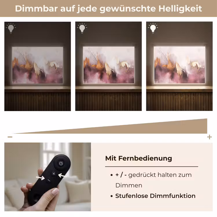 Paars - Abstract - Verf - Goud Light Box met batterij (Wandlamp) middel -USP_dimbaarDE