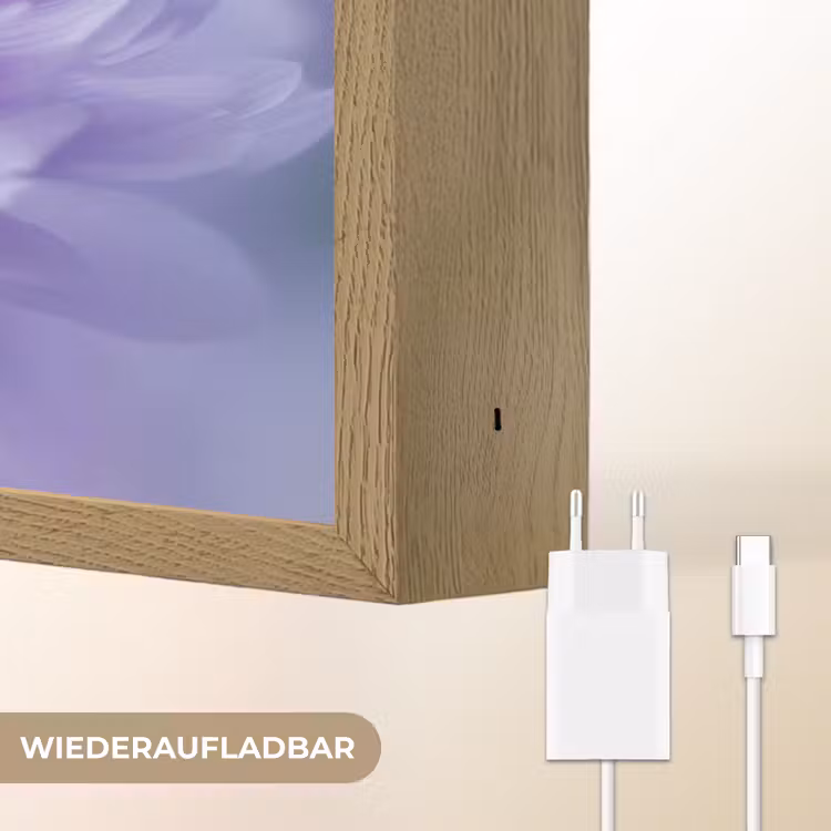 Paars - Dahlia - Dromerig Light Box met batterij (Wandlamp) middel -USP_websiteoplaadbaarDE