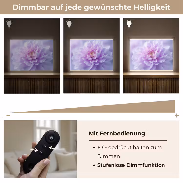 Paars - Dahlia - Dromerig Light Box met batterij (Wandlamp) middel -USP_dimbaarDE