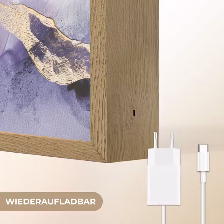 Paars - Modern - Marmer - Abstract Light Box met batterij (Wandlamp) middel -USP_websiteoplaadbaarDE