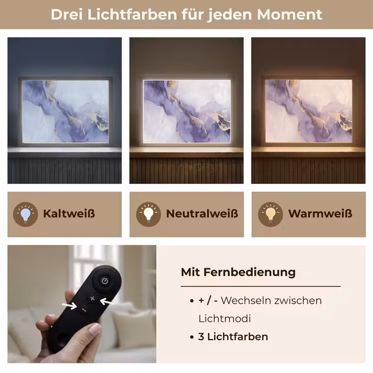 Paars - Modern - Marmer - Abstract Light Box met batterij (Wandlamp) middel -USP_lichtkleurDE