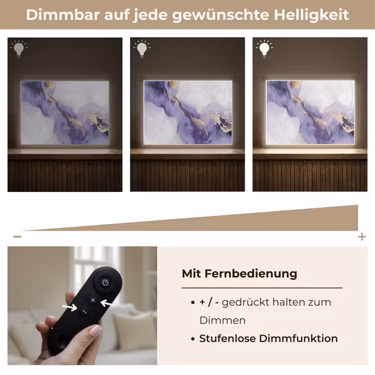 Paars - Modern - Marmer - Abstract Light Box met batterij (Wandlamp) middel -USP_dimbaarDE