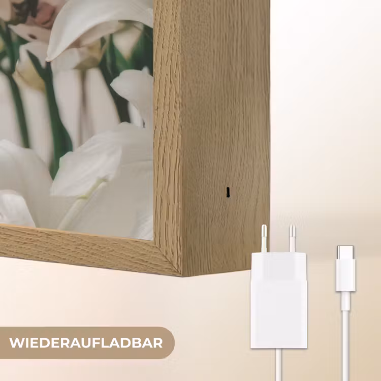 Lelies - Boekte - Wit - Meeldraden Light Box met batterij (Wandlamp) middel -USP_websiteoplaadbaarDE