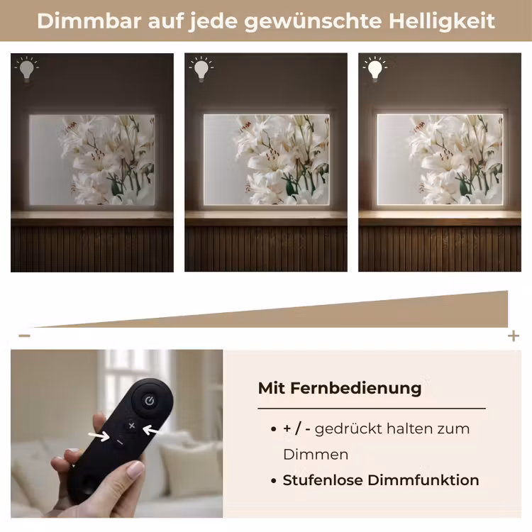 Lelies - Boekte - Wit - Meeldraden Light Box met batterij (Wandlamp) middel -USP_dimbaarDE