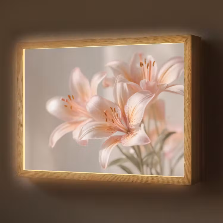 Lelies - Meeldraden - Roze - Wazig Light Box met batterij (Wandlamp) middel -z3d_website