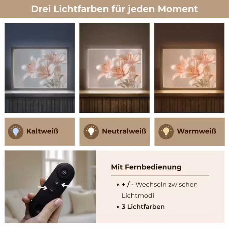 Lelies - Meeldraden - Roze - Wazig Light Box met batterij (Wandlamp) middel -USP_lichtkleurDE