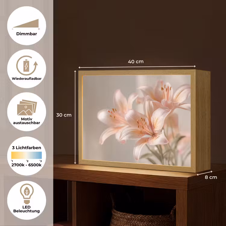 Lelies - Meeldraden - Roze - Wazig Light Box met batterij (Wandlamp) middel -USP_websiteoverzichtDE