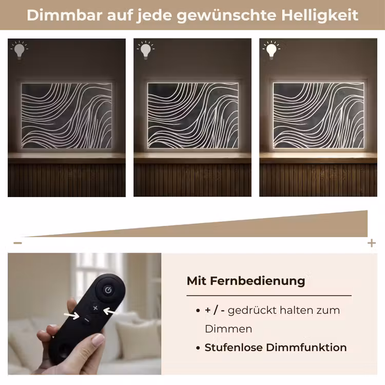 Lijnen - Patroon - Abstract - Wit Light Box met batterij (Wandlamp) middel -USP_dimbaarDE