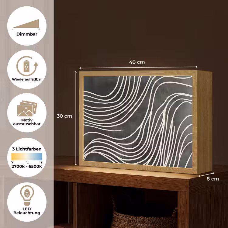 Lijnen - Patroon - Abstract - Wit Light Box met batterij (Wandlamp) middel -USP_websiteoverzichtDE