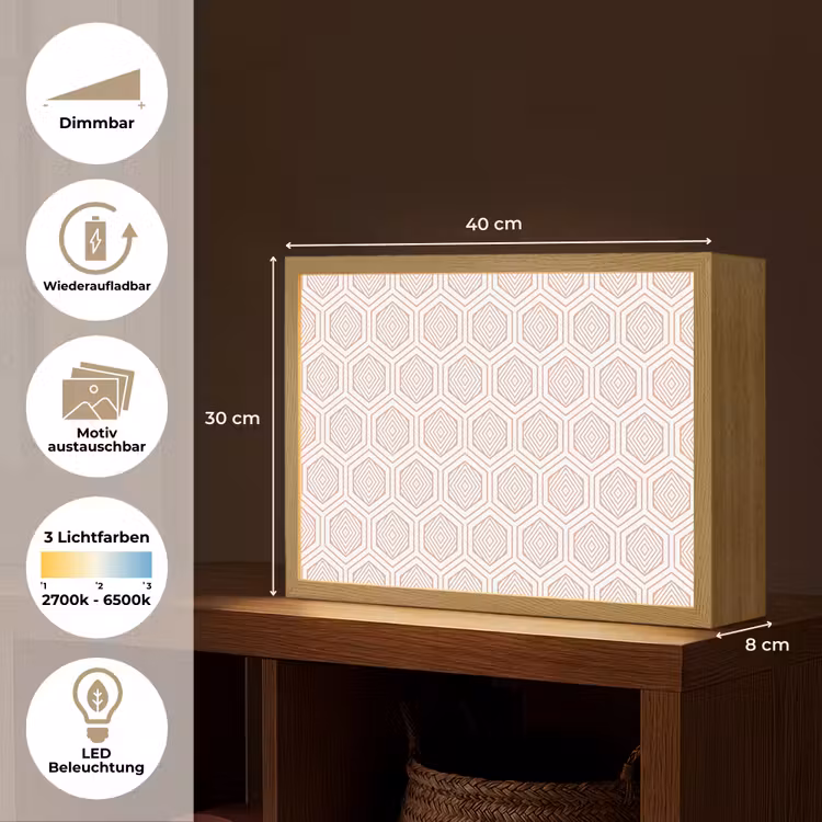 Lijnen - Patroon - Symmetrisch Light Box met batterij (Wandlamp) middel 907 -USP_websiteoverzichtDE