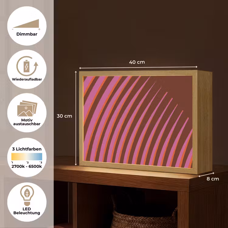 Lijnen - Rood - Beweging Light Box met batterij (Wandlamp) middel -USP_websiteoverzichtDE