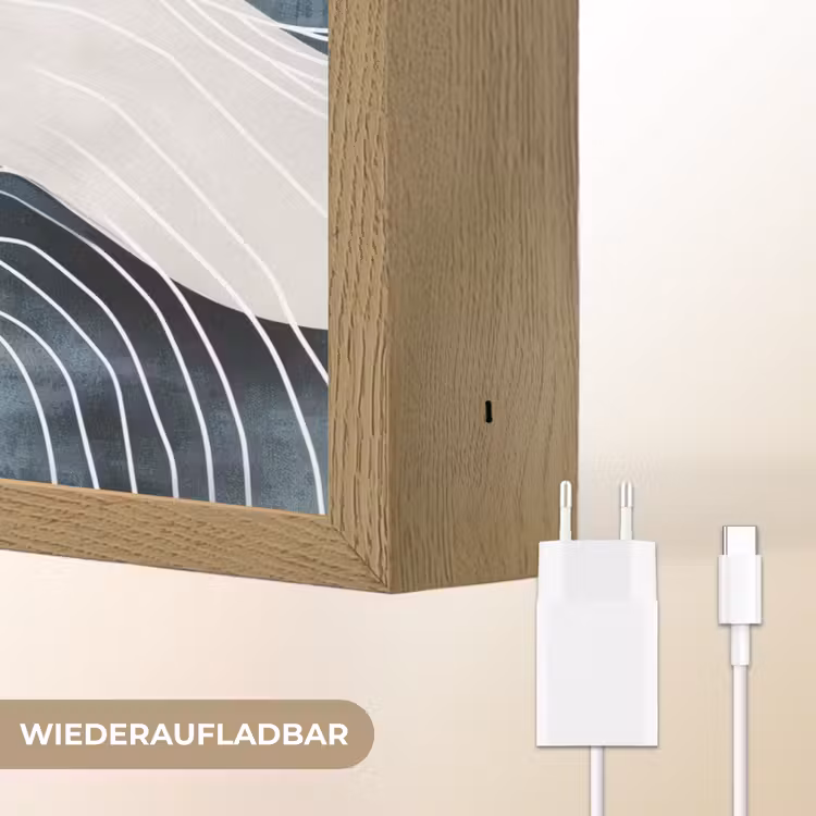 Lijnen - Golven - Abstract - Grijs Light Box met batterij (Wandlamp) middel -USP_websiteoplaadbaarDE
