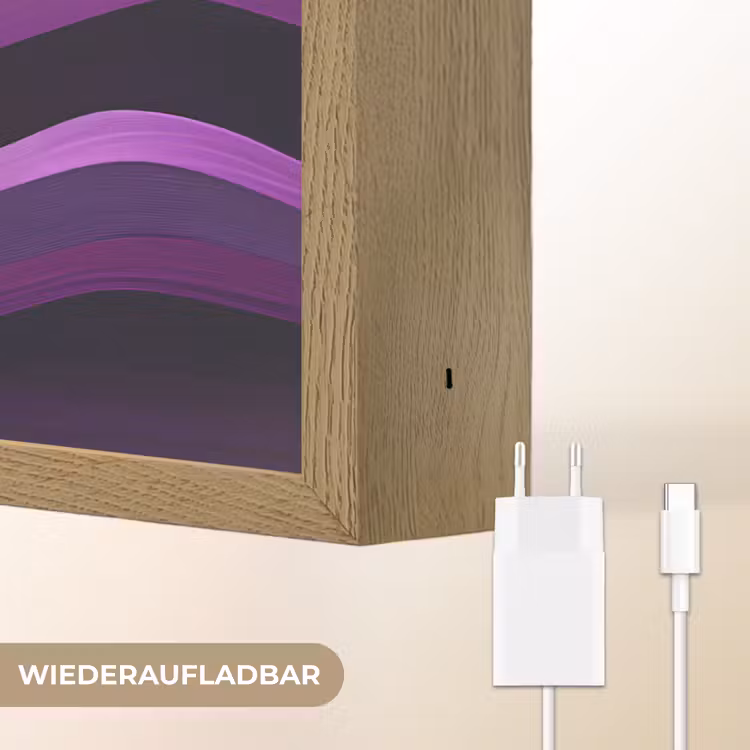 Lijnen - Golven - Paars - Abstract Light Box met batterij (Wandlamp) middel -USP_websiteoplaadbaarDE