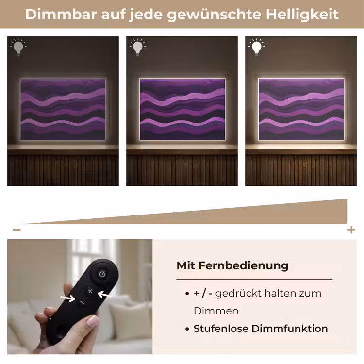 Lijnen - Golven - Paars - Abstract Light Box met batterij (Wandlamp) middel -USP_dimbaarDE