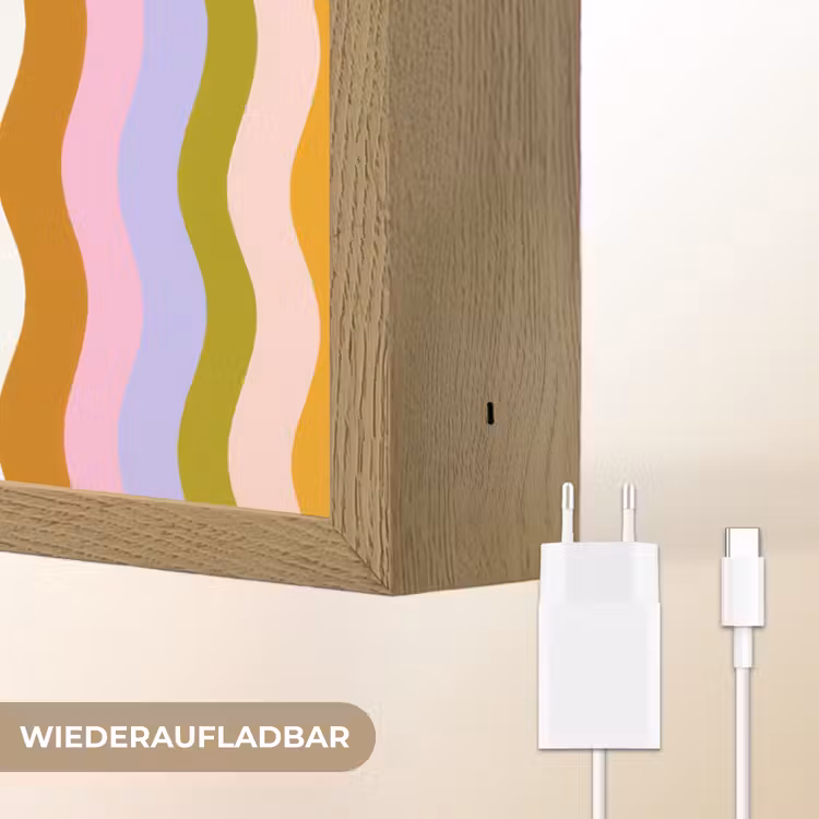 lijnen - Golven - Pastelkleuren - Patroon Light Box met batterij (Wandlamp) middel -USP_websiteoplaadbaarDE