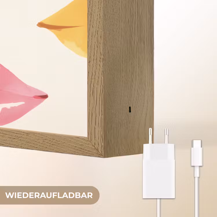 Lippen - Kleurrijk - Glanzend Light Box met batterij (Wandlamp) middel -USP_websiteoplaadbaarDE