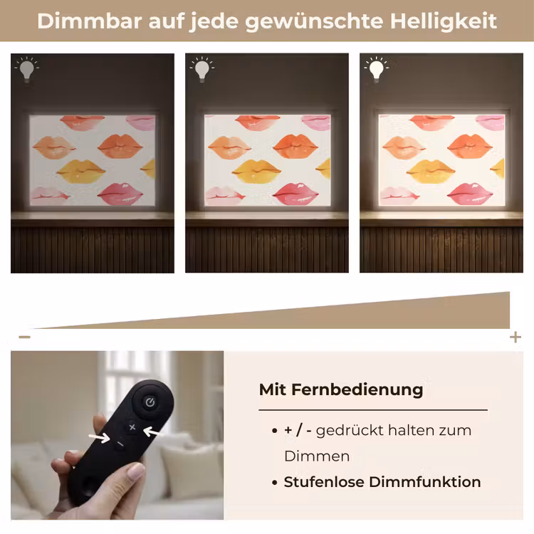 Lippen - Kleurrijk - Glanzend Light Box met batterij (Wandlamp) middel -USP_dimbaarDE