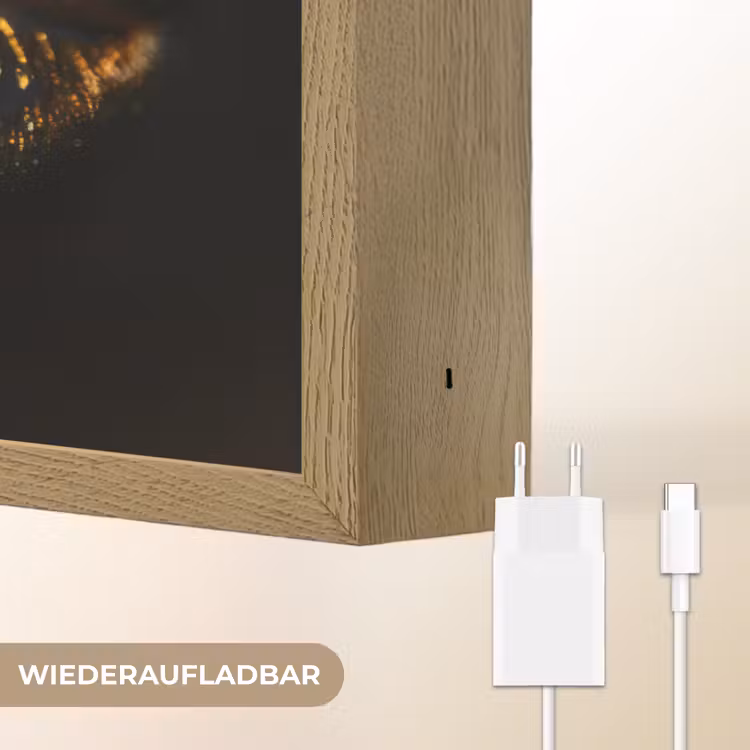 Lippen - Goud - Abstract - Zwart - Aesthetic Light Box met batterij (Wandlamp) middel -USP_websiteoplaadbaarDE
