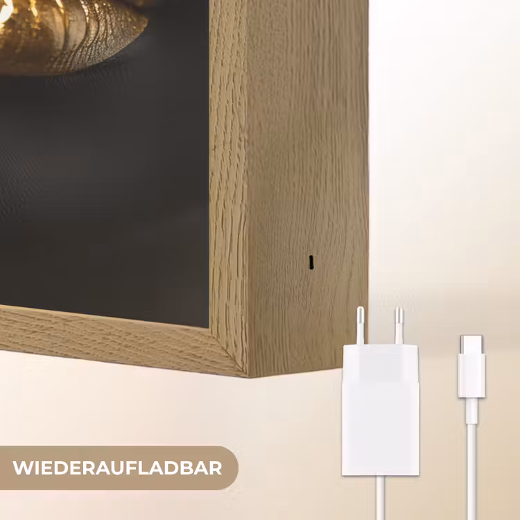 Lippen - Goud - Abstract - Zwart - Vrouw Light Box met batterij (Wandlamp) middel -USP_websiteoplaadbaarDE