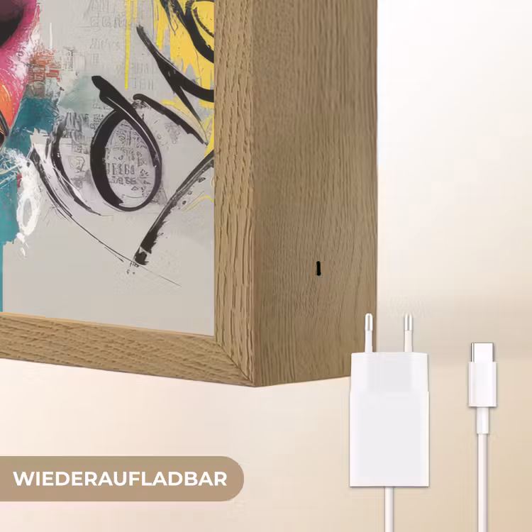 Lippen - Graffiti - Expressief Light Box met batterij (Wandlamp) middel -USP_websiteoplaadbaarDE
