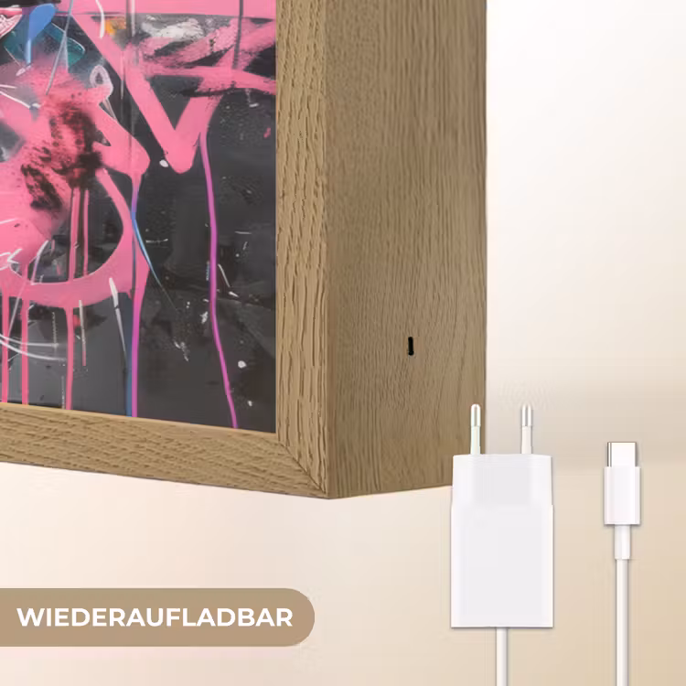 Lippen - Felroze - Graffiti - Verfstrepen Light Box met batterij (Wandlamp) middel -USP_websiteoplaadbaarDE