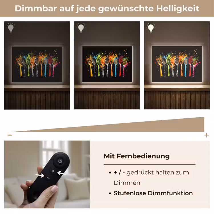 Lepels - Kruiden - Modern - Graffiti - Verf - Kleurrijk Light Box met batterij (Wandlamp) middel -USP_dimbaarDE