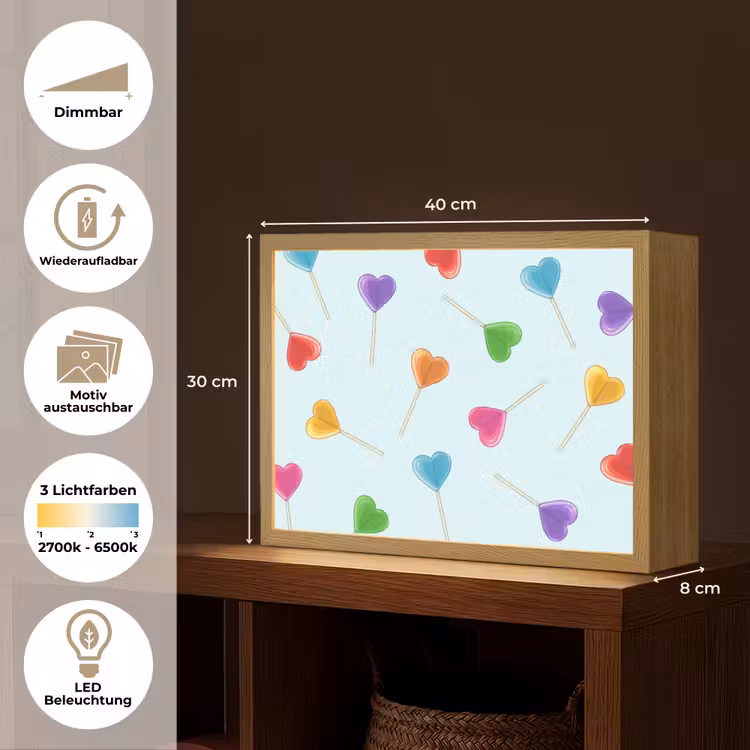 Lolly - Regenboog - Snoep Light Box met batterij (Wandlamp) middel -USP_websiteoverzichtDE