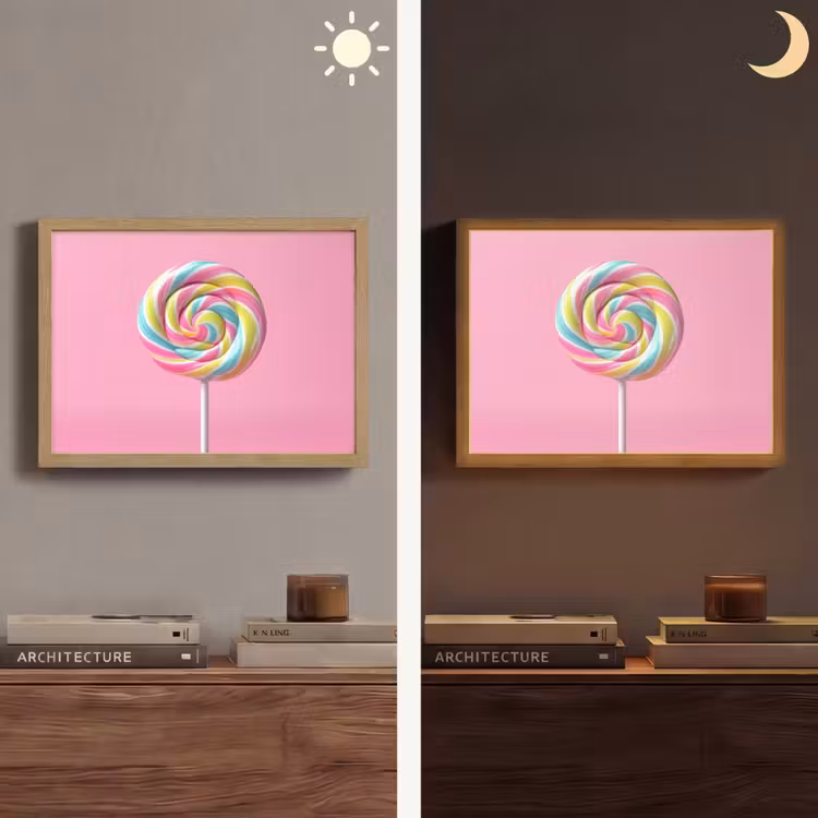 Lolly - Roze - Snoep - Zoet Light Box met batterij (Wandlamp) middel -sfeer3