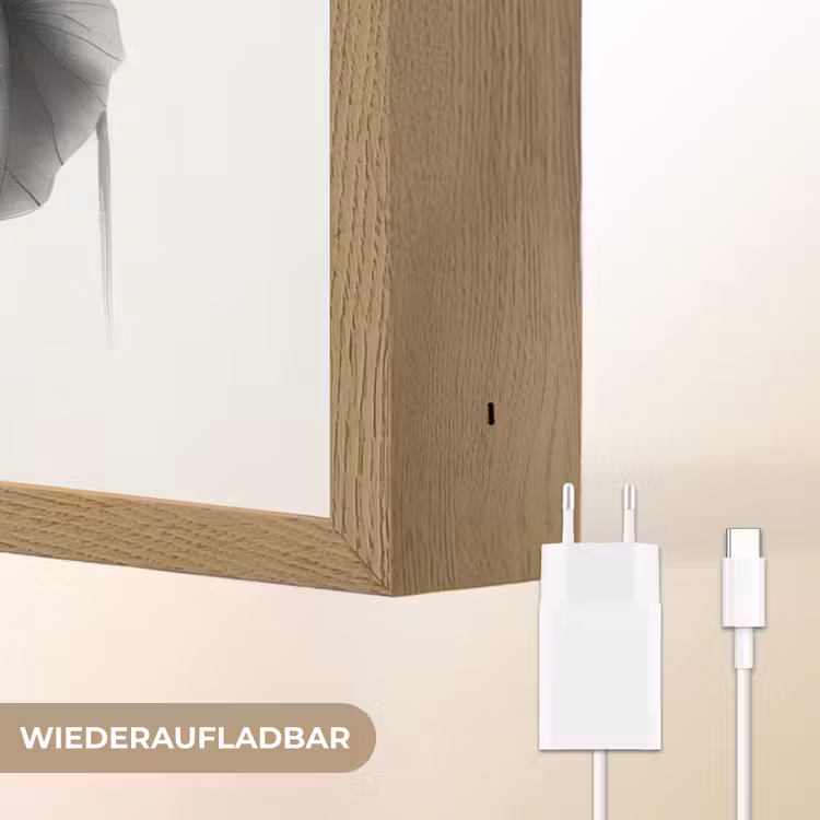 Lotusbloemen - Vissen - Bladeren - Zwart Light Box met batterij (Wandlamp) middel -USP_websiteoplaadbaarDE