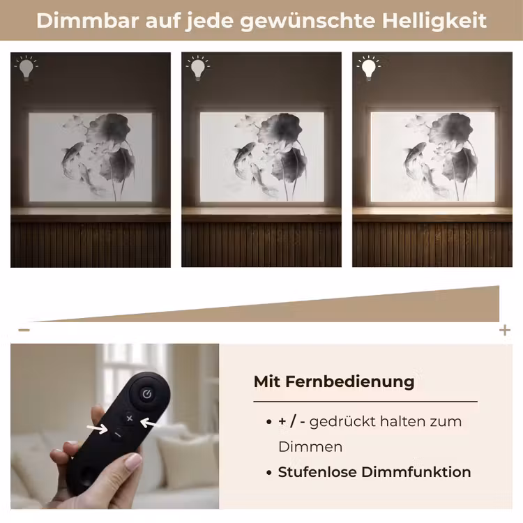 Lotusbloemen - Vissen - Bladeren - Zwart Light Box met batterij (Wandlamp) middel -USP_dimbaarDE