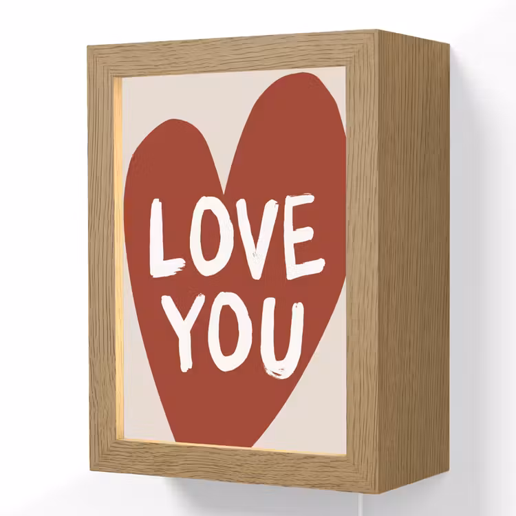 Loveyou - Hart - Rood Light Box met kabel (Wandlamp) klein -3d