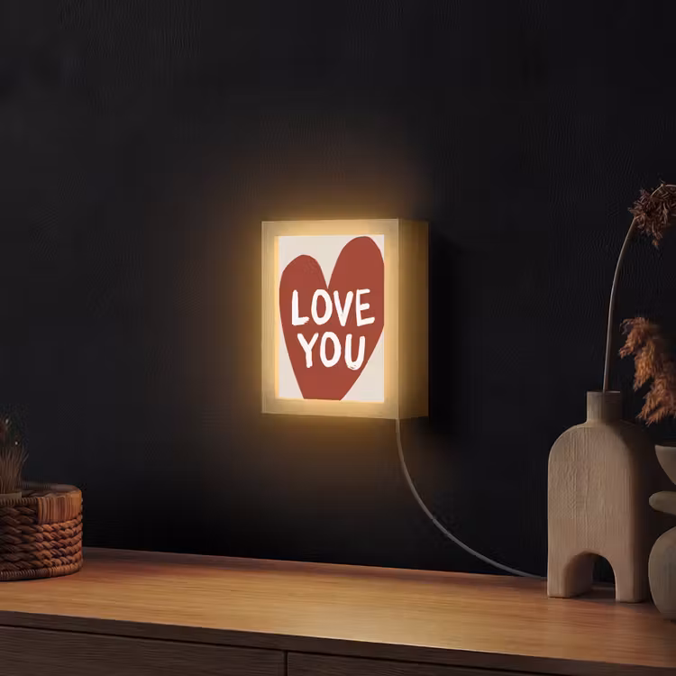 Loveyou - Hart - Rood Light Box met kabel (Wandlamp) klein -sfeer1