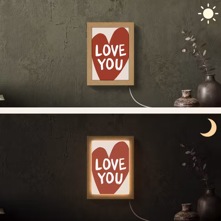 Loveyou - Hart - Rood Light Box met kabel (Wandlamp) klein -sfeer3