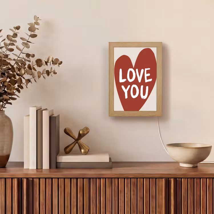 Loveyou - Hart - Rood Light Box met kabel (Wandlamp) klein -sfeer2