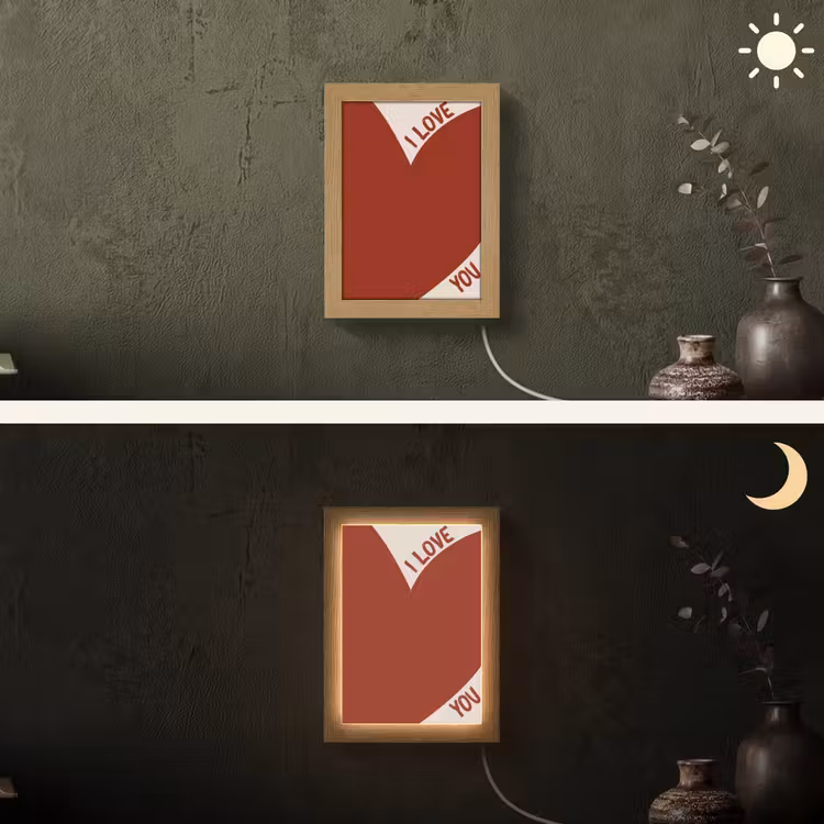 Loveyou - Rood - Hart Light Box met kabel (Wandlamp) klein -sfeer3