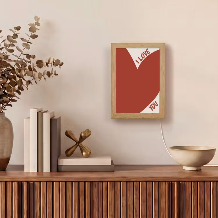 Loveyou - Rood - Hart Light Box met kabel (Wandlamp) klein -sfeer2