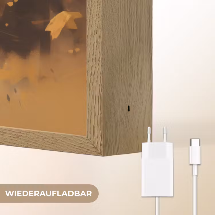 Leeuw - Geschilderd - Abstract - Goud Light Box met batterij (Wandlamp) middel -USP_websiteoplaadbaarDE